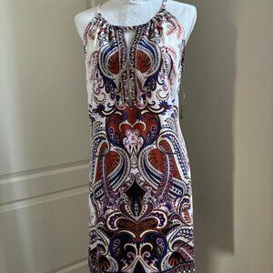NEW WITH TAGS, INC SLEEVELESS, MULTICOLOR, BEADED SHIFT DRESS, SIZE PETITE LARGE